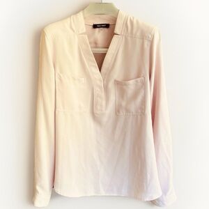 Nine West Light Pink Utility Long Sleeve Blouse Size L Career  Business Casual
